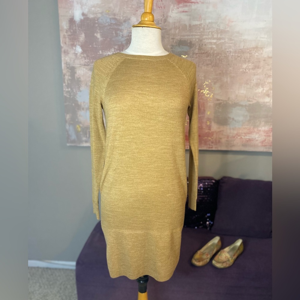 J.CREW light‎ brown long sleeve sweater dress size XS excellent condition